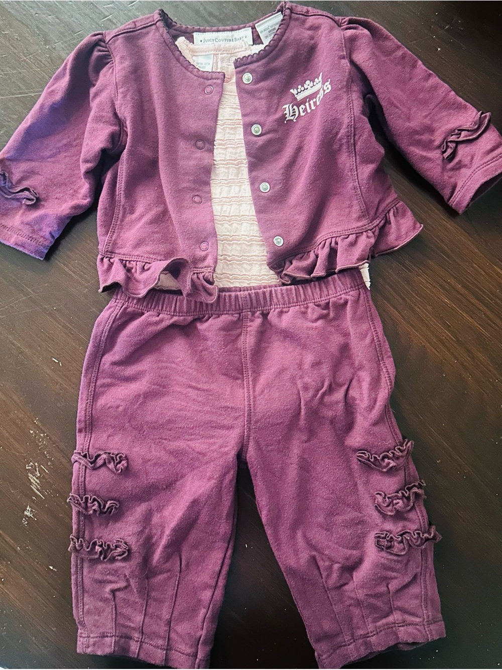 Baby Girl Juicy Couture Three-Piece Baby Set in Deep Plum
